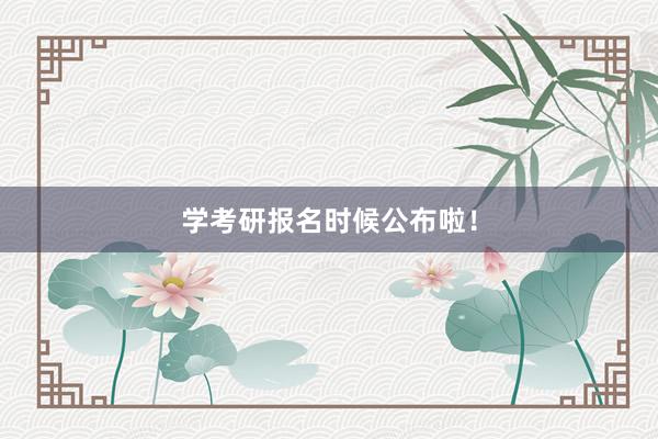 学考研报名时候公布啦！