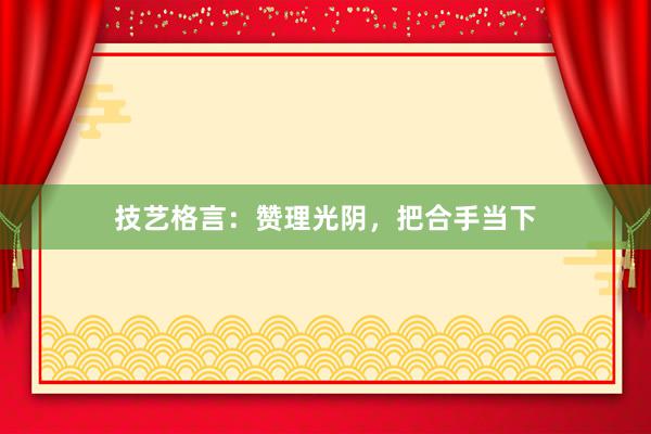 技艺格言：赞理光阴，把合手当下